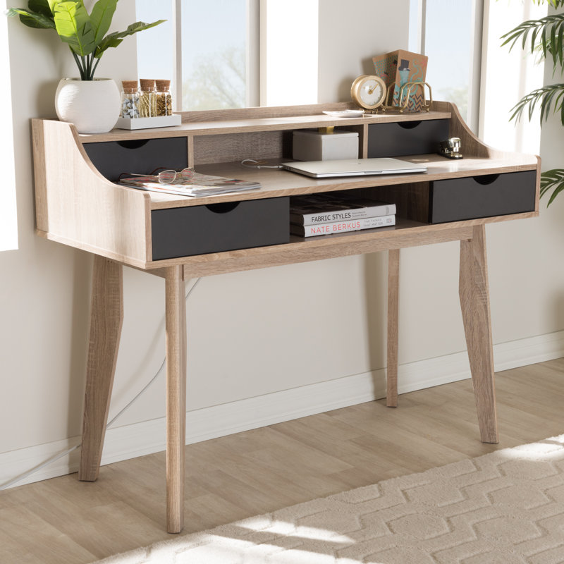 Langley Street Ezra MidCentury Modern Writing Desk with Hutch